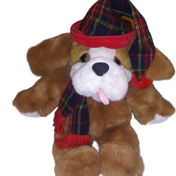 VTG Commonwealth Digby & Dexter Stuffed Dog Tongue Out Holiday Plush Toy 1995 - Picture 2 of 10